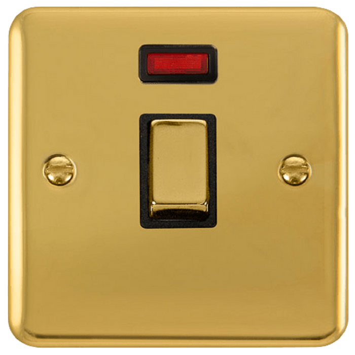 Click Deco Plus Polished Brass 20A Double Pole Switch with Neon DPBR723BK