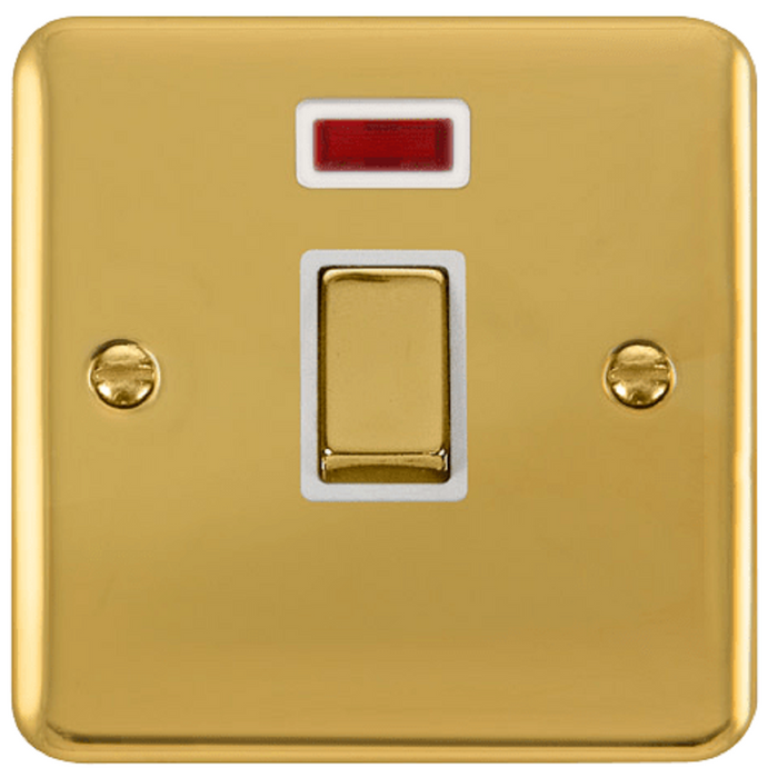 Click Deco Plus Polished Brass 20A Double Pole Switch with Neon DPBR723WH