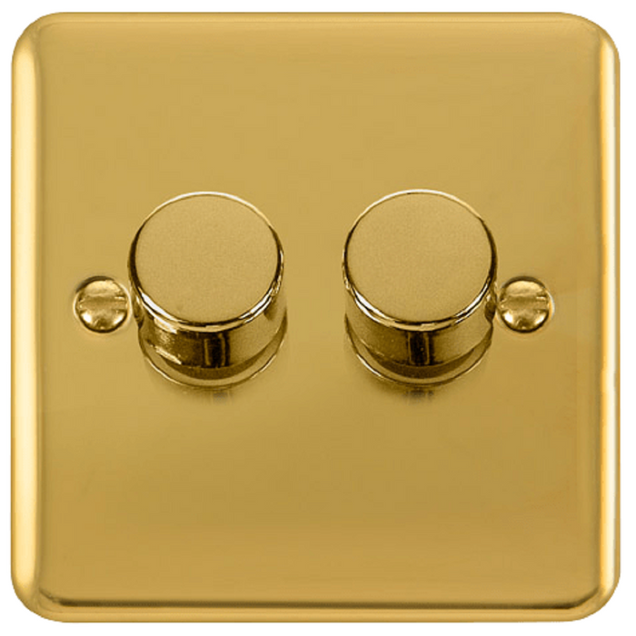 Click Deco Plus Polished Brass 2G LED Dimmer Switch DPBR162