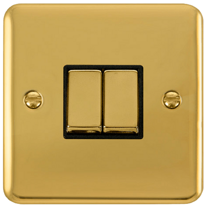 Click Deco Plus Polished Brass 2G Light Switch DPBR412BK