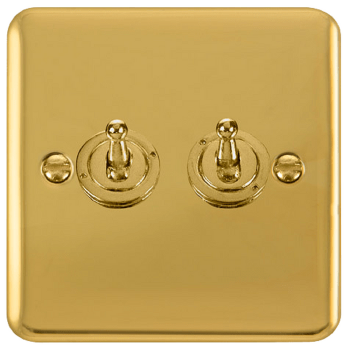 Click Deco Plus Polished Brass 2G Toggle Switch DPBR422