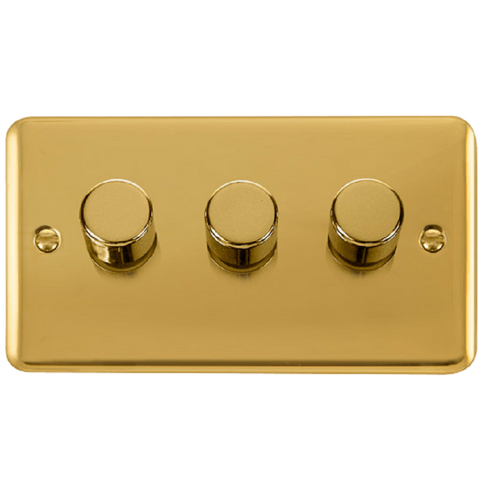 Click Deco Plus Polished Brass 3G LED Dimmer Switch DPBR163