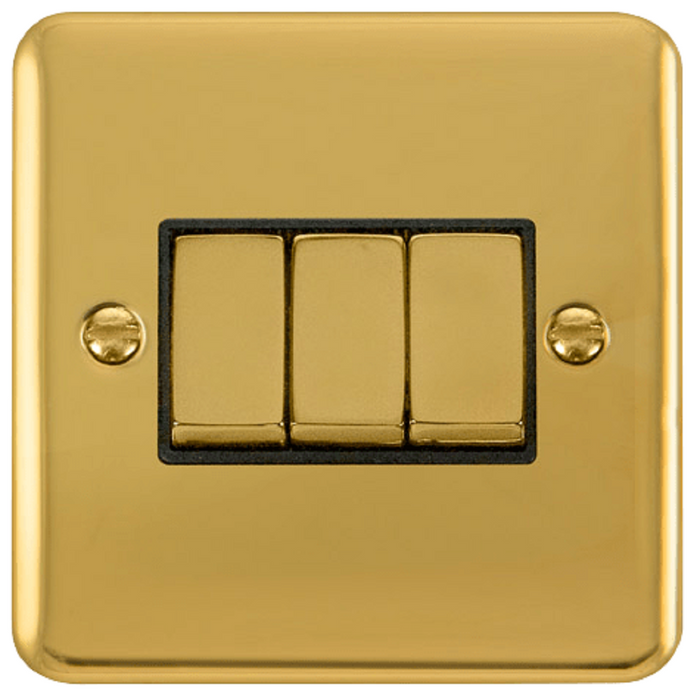 Click Deco Plus Polished Brass 3G Light Switch DPBR413BK