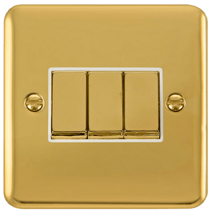 Click Deco Plus Polished Brass 3G Light Switch DPBR413WH