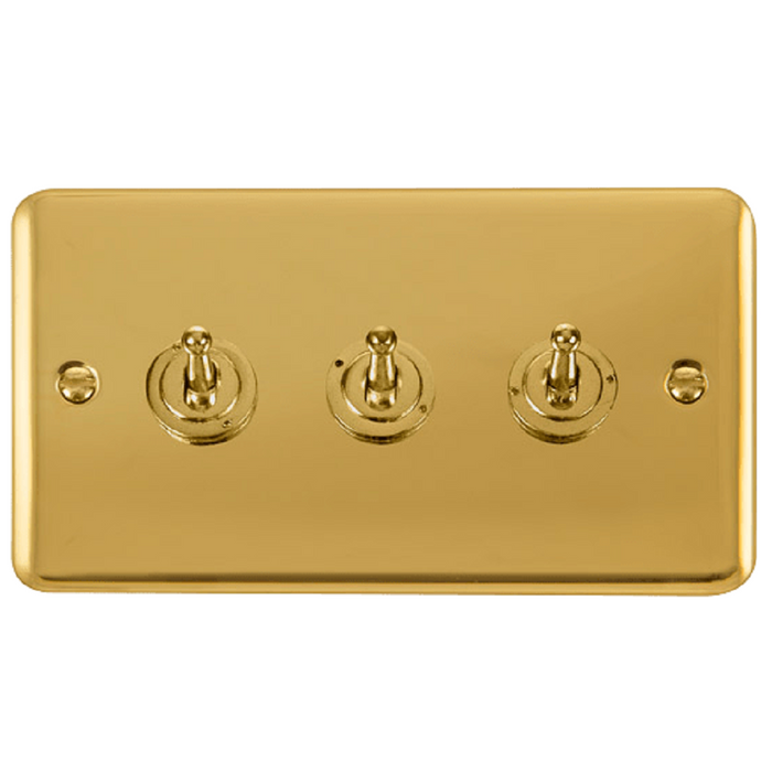 Click Deco Plus Polished Brass 3G Toggle Switch DPBR423