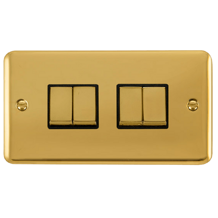 Click Deco Plus Polished Brass 4G Light Switch DPBR414BK