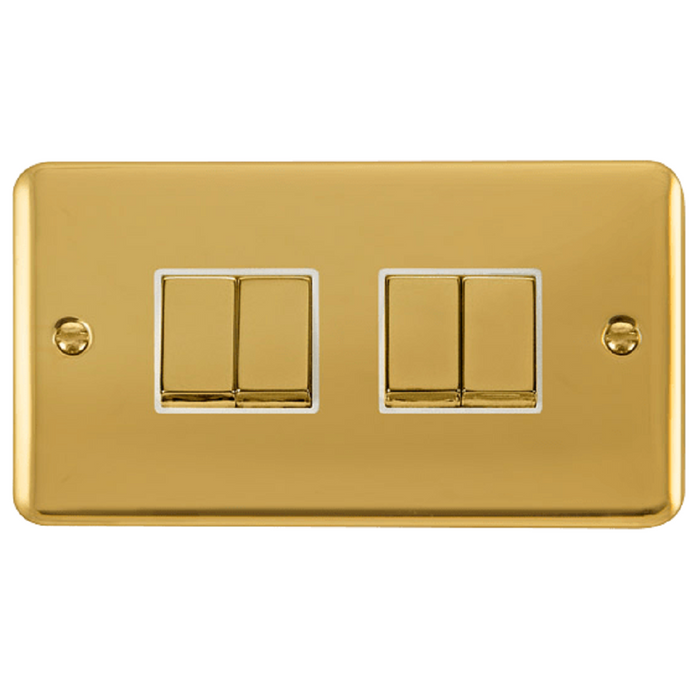 Click Deco Plus Polished Brass 4G Light Switch DPBR414WH