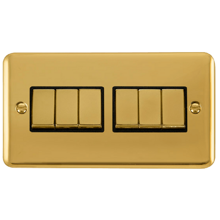 Click Deco Plus Polished Brass 6G Light Switch DPBR416BK