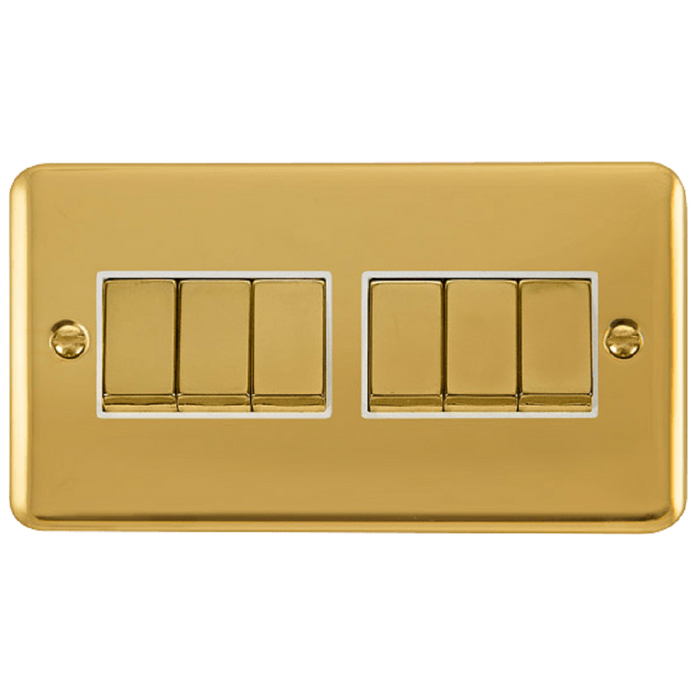 Click Deco Plus Polished Brass 6G Light Switch DPBR416WH