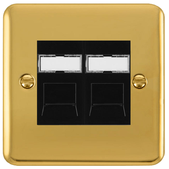 Click Deco Plus Polished Brass Double Cat5e Data Socket DPBRRJ452BK