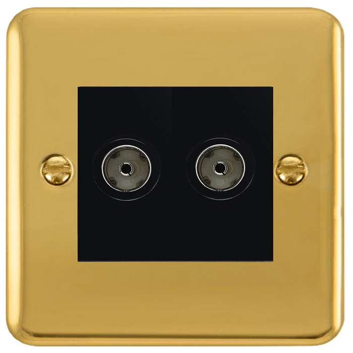 Click Deco Plus Polished Brass Double Isolated TV Socket DPBR159MBK