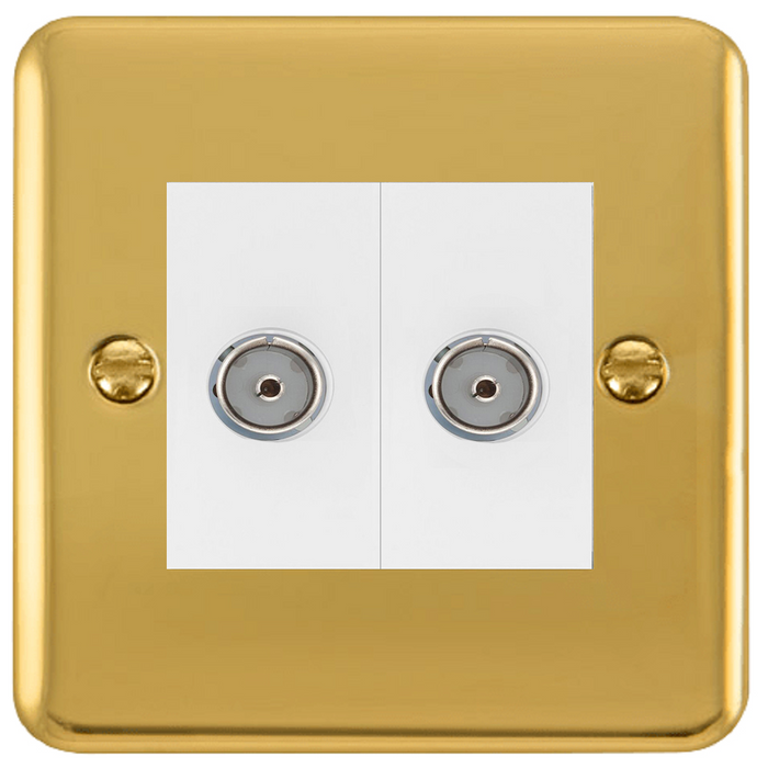 Click Deco Plus Polished Brass Double Isolated TV Socket DPBR159MWH