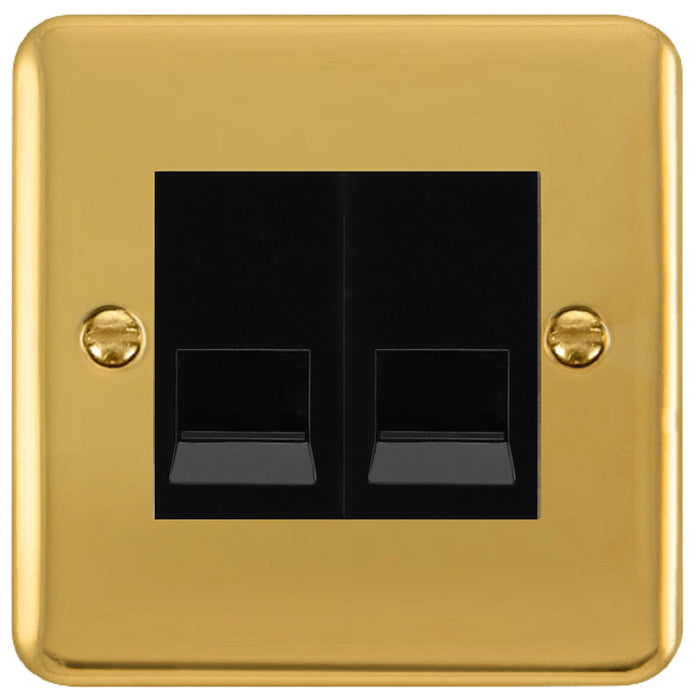 Click Deco Plus Polished Brass Double Slave Telephone Socket DPBR126MBK