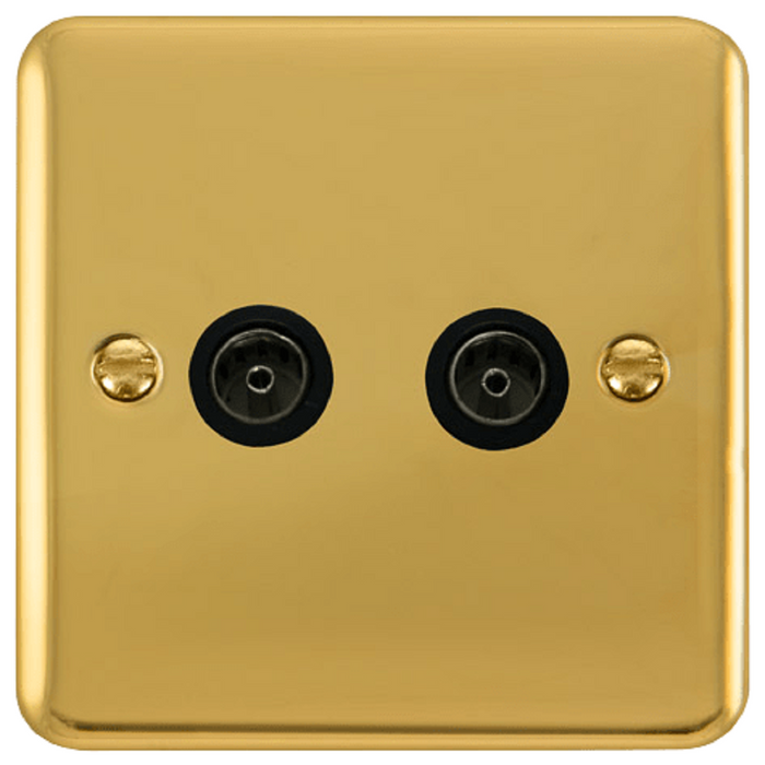 Click Deco Plus Polished Brass Double TV Socket DPBR066BK