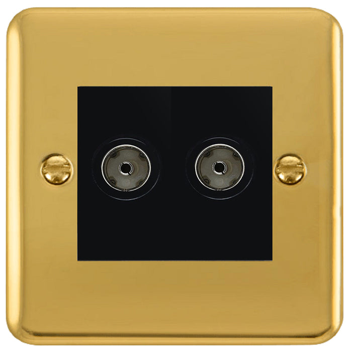 Click Deco Plus Polished Brass Double TV Socket DPBR066MBK