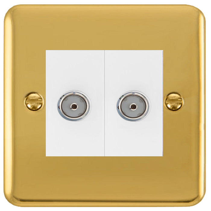 Click Deco Plus Polished Brass Double TV Socket DPBR066MWH