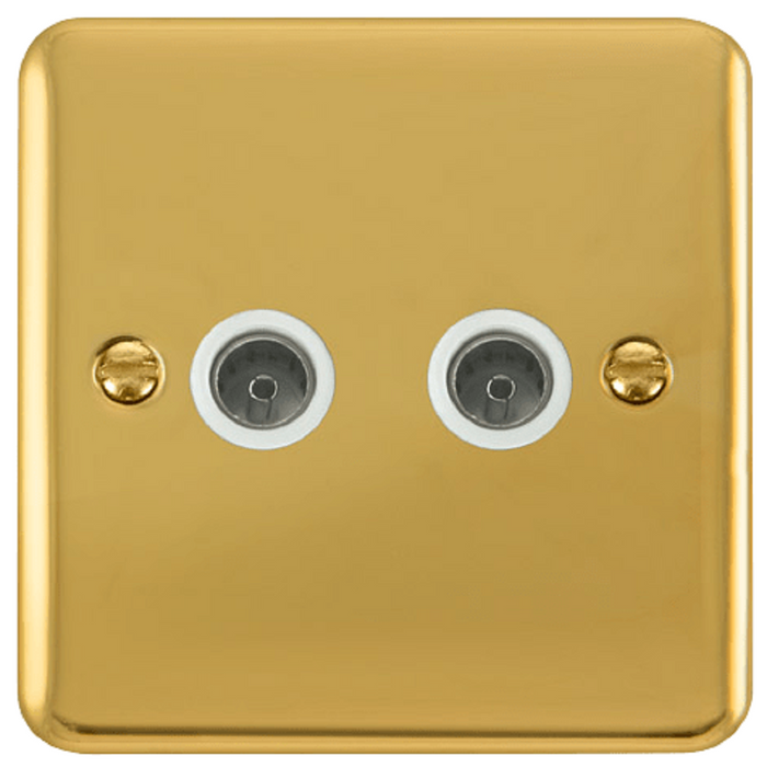 Click Deco Plus Polished Brass Double TV Socket DPBR066WH