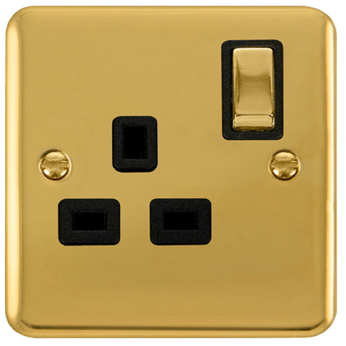 Click Deco Plus Polished Brass 13A Single Socket DPBR535BK