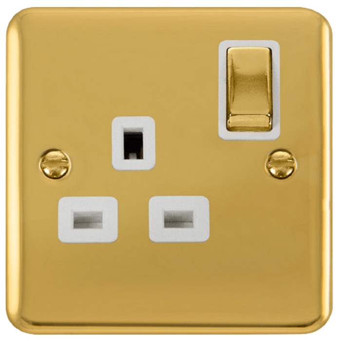 Click Deco Plus Polished Brass 13A Single Socket DPBR535WH