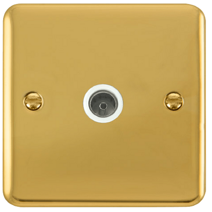 Click Deco Plus Polished Brass TV Socket DPBR065WH