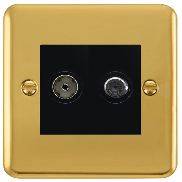 Click Deco Plus Polished Brass TV and Satellite Socket DPBR157MBK