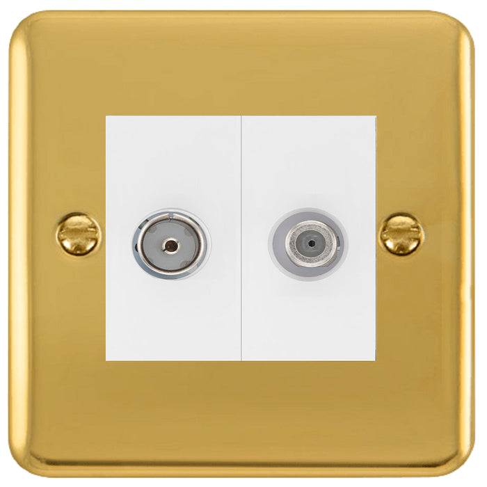 Click Deco Plus Polished Brass TV and Satellite Socket DPBR157MWH