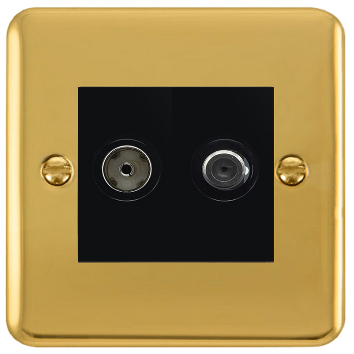 Click Deco Plus Polished Brass TV and Satellite Socket DPBR170MBK