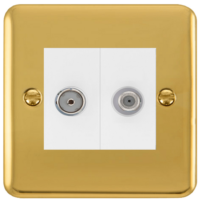 Click Deco Plus Polished Brass TV and Satellite Socket DPBR170MWH