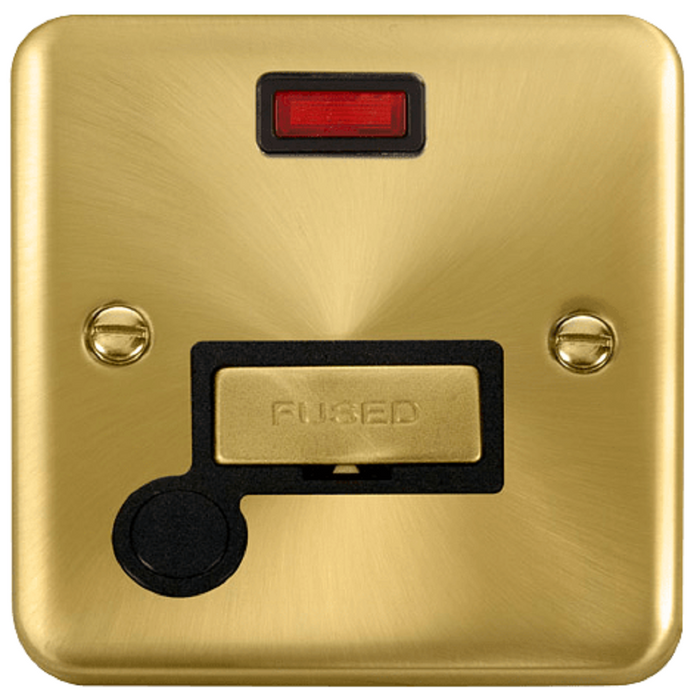 Click Deco Plus Satin Brass 13A Fused Connection Unit with Neon and Flex DPSB553BK