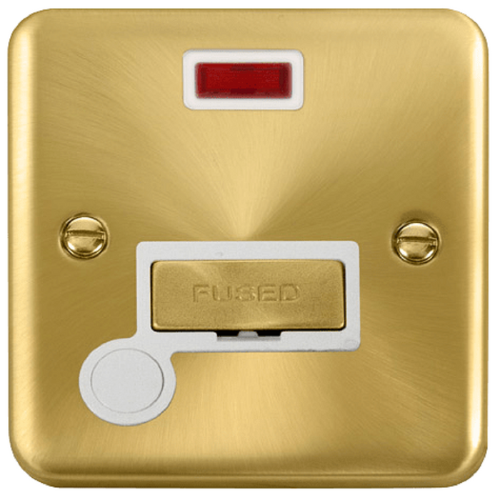 Click Deco Plus Satin Brass 13A Fused Connection Unit with Neon and Flex DPSB553WH