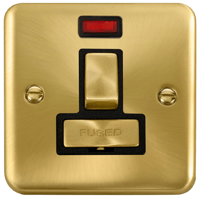 Click Deco Plus Satin Brass 13A Switched Spur with Neon DPSB752BK