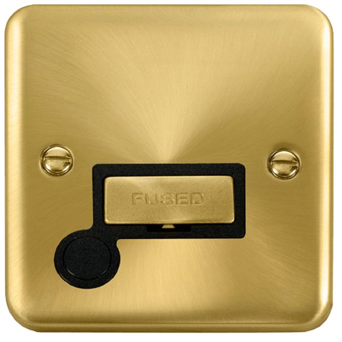 Click Deco Plus Satin Brass 13A Unswitched Spur with Flex DPSB550BK