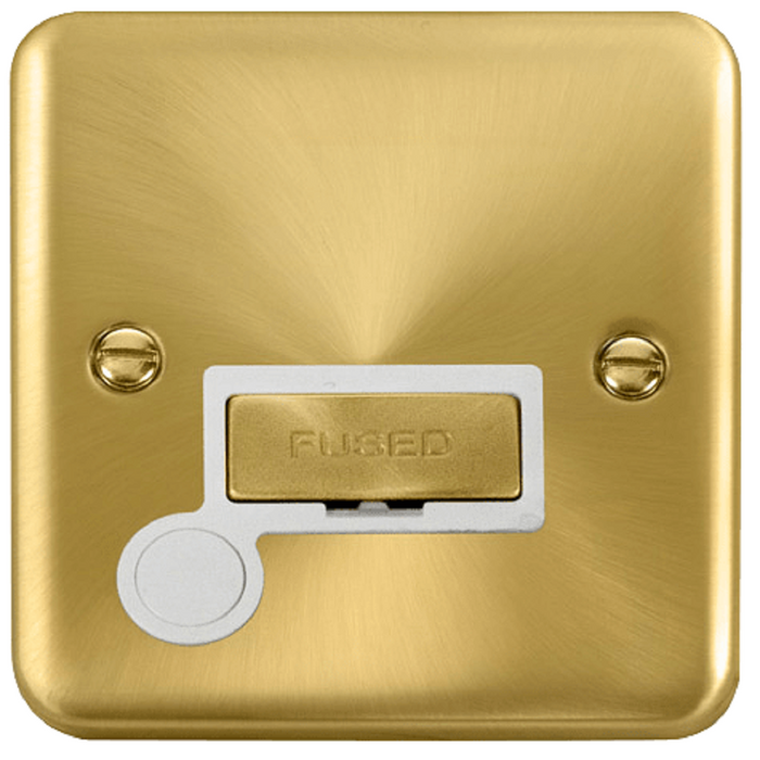 Click Deco Plus Satin Brass 13A Unswitched Spur with Flex DPSB550WH