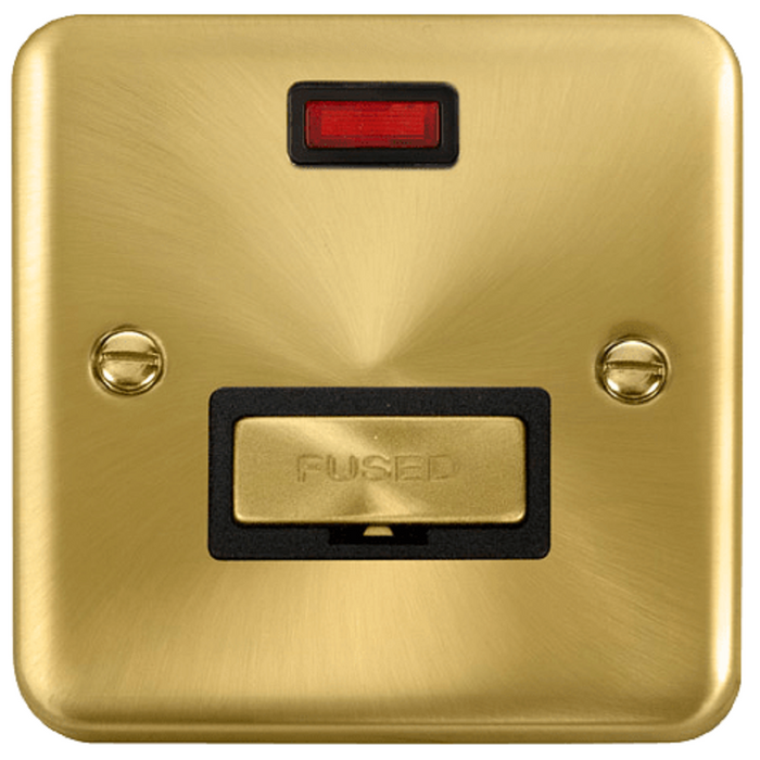 Click Deco Plus Satin Brass 13A Unswitched Spur with Neon DPSB753BK