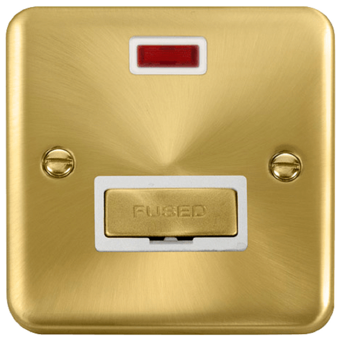 Click Deco Plus Satin Brass 13A Unswitched Spur with Neon DPSB753WH