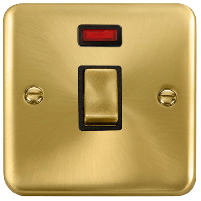 Click Deco Plus Satin Brass 20A Double Pole Switch with Neon DPSB723BK