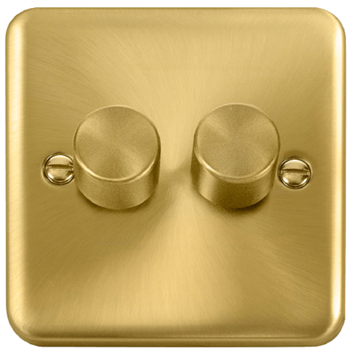 Click Deco Plus Satin Brass 2G LED Dimmer Switch DPSB162