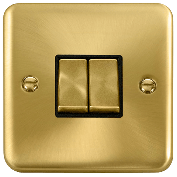 Click Deco Plus Satin Brass 2G Light Switch DPSB412BK