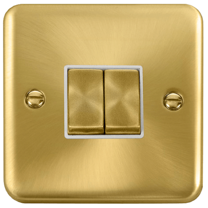 Click Deco Plus Satin Brass 2G Light Switch DPSB412WH