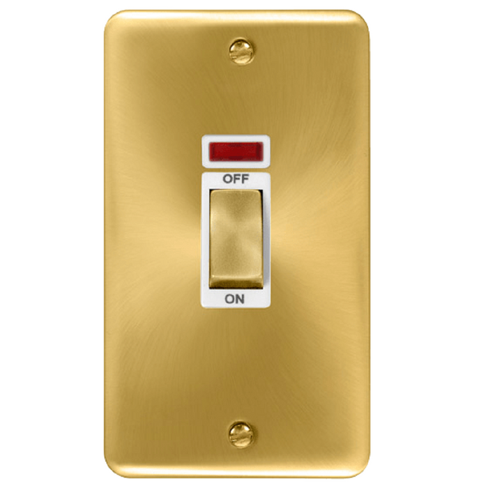 Click Deco Plus Satin Brass 45A Cooker Switch with Neon DPSB503WH