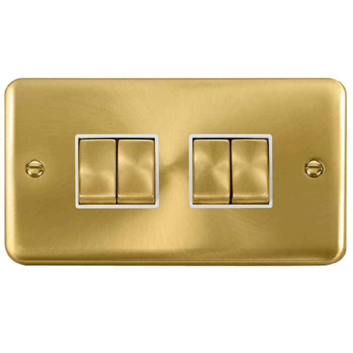 Click Deco Plus Satin Brass 4G Light Switch DPSB414WH