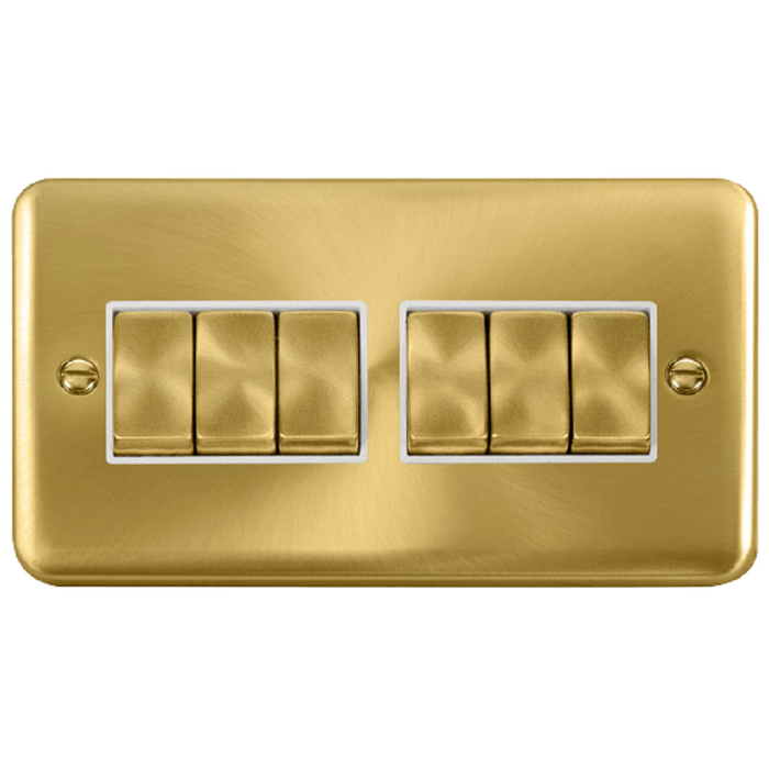 Click Deco Plus Satin Brass 6G Light Switch DPSB416WH