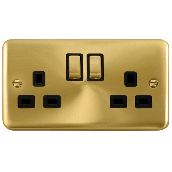 Click Deco Plus Satin Brass 13A Double Socket DPSB536BK