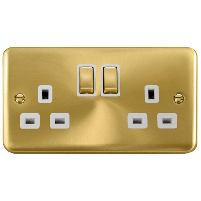 Click Deco Plus Satin Brass 13A Double Socket DPSB536WH