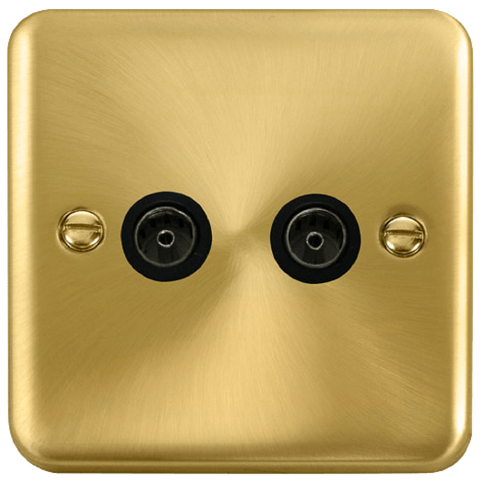 Click Deco Plus Satin Brass Double TV Socket DPSB066BK