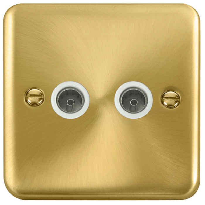 Click Deco Plus Satin Brass Double TV Socket DPSB066WH