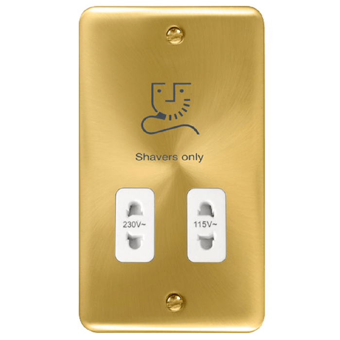 Click Deco Plus Satin Brass Shaver Socket DPSB100WH