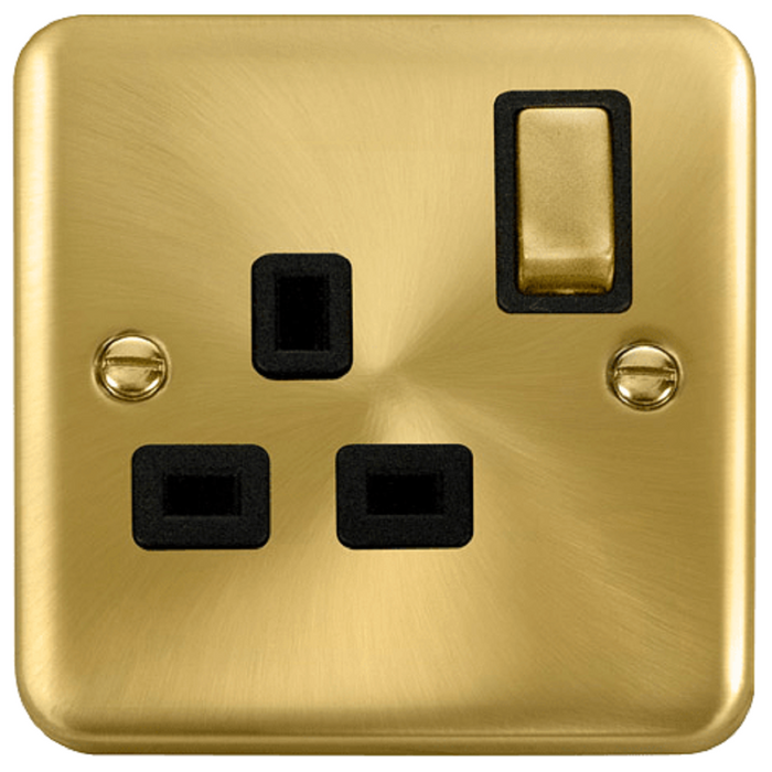 Click Deco Plus Satin Brass 13A Single Socket DPSB535BK