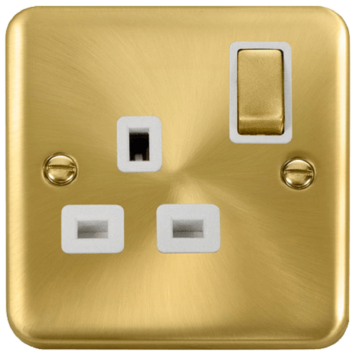 Click Deco Plus Satin Brass 13A Single Socket DPSB535WH