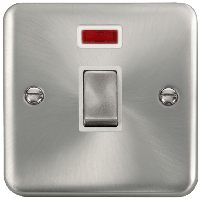 Click Deco Plus Satin Chrome 20A Double Pole Switch with Neon DPSC723WH